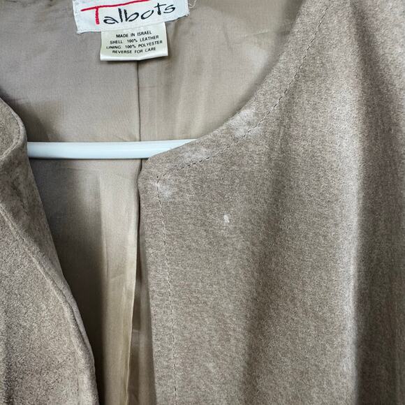 Vtg Talbots 100% Leather Suede Jacket Blazer Made Israel Camel Brown Medium/ Lg - Picture 4 of 8